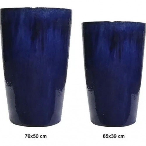 Conjunto 2 Vasos Vietnamitas Cone Azul 75x50cm E 65x39cm