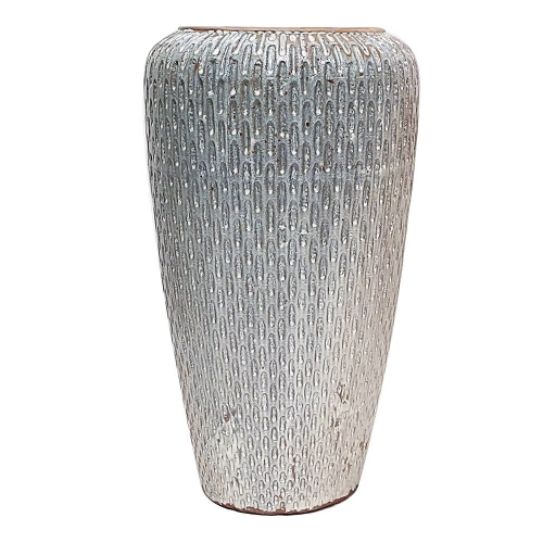 Vaso Rstico Cermica Importado frica Branco Pequeno D31cm x A66cm