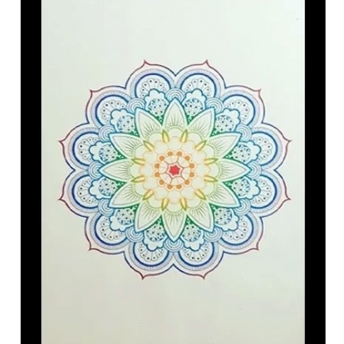 Quadro Decorativo 45x33cm Vidro Borda Preta Mandala Colorida